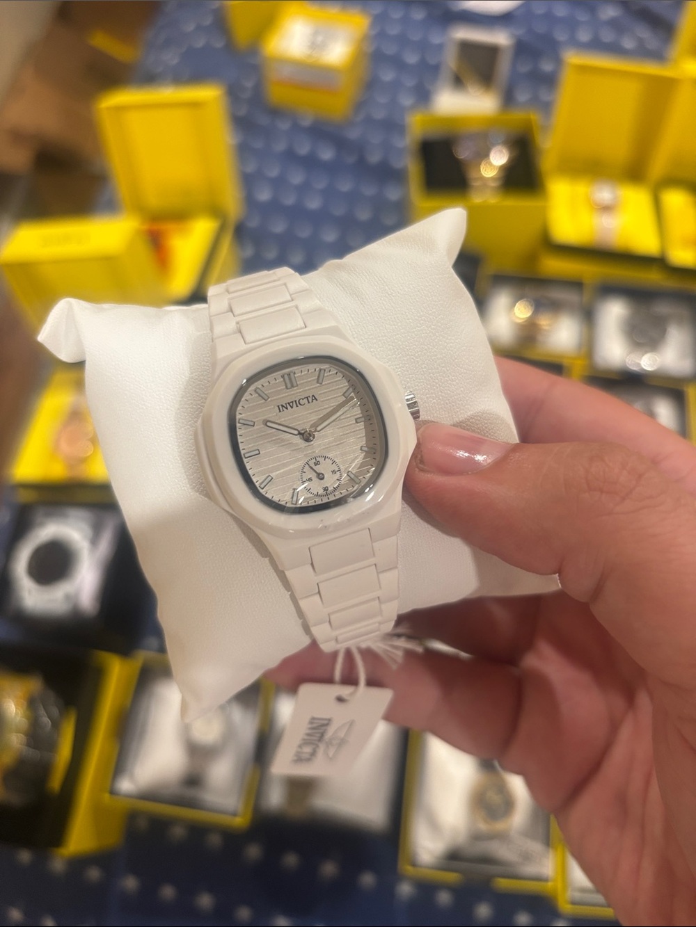 Invicta White Ceramic style Bracelet Watch with Subdial